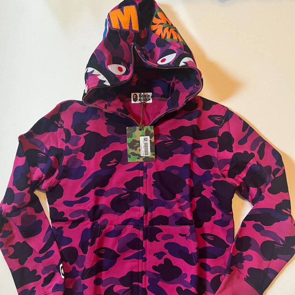 BAPE Color Camo Shark Full Zip Hoodie Purple